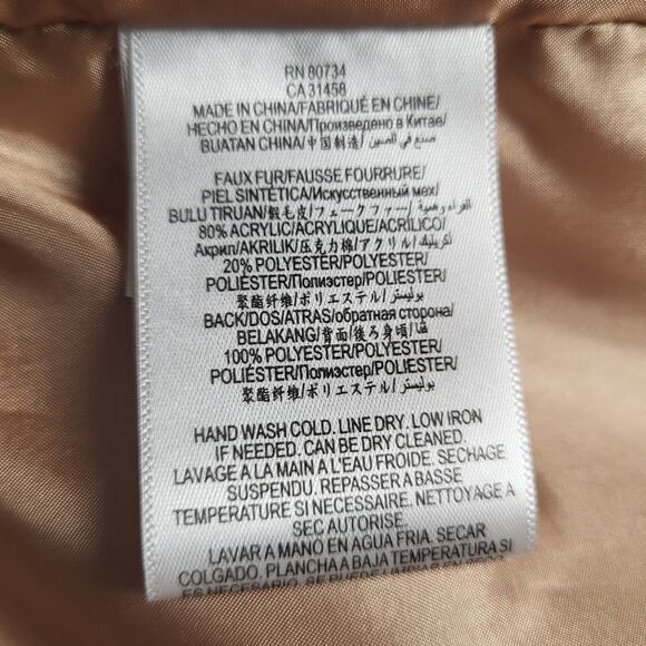 BCBGeneration Blush Shaggy Faux Fur Vest Shawl Collar BOHO Vegan Size S Coastal - Picture 7 of 8